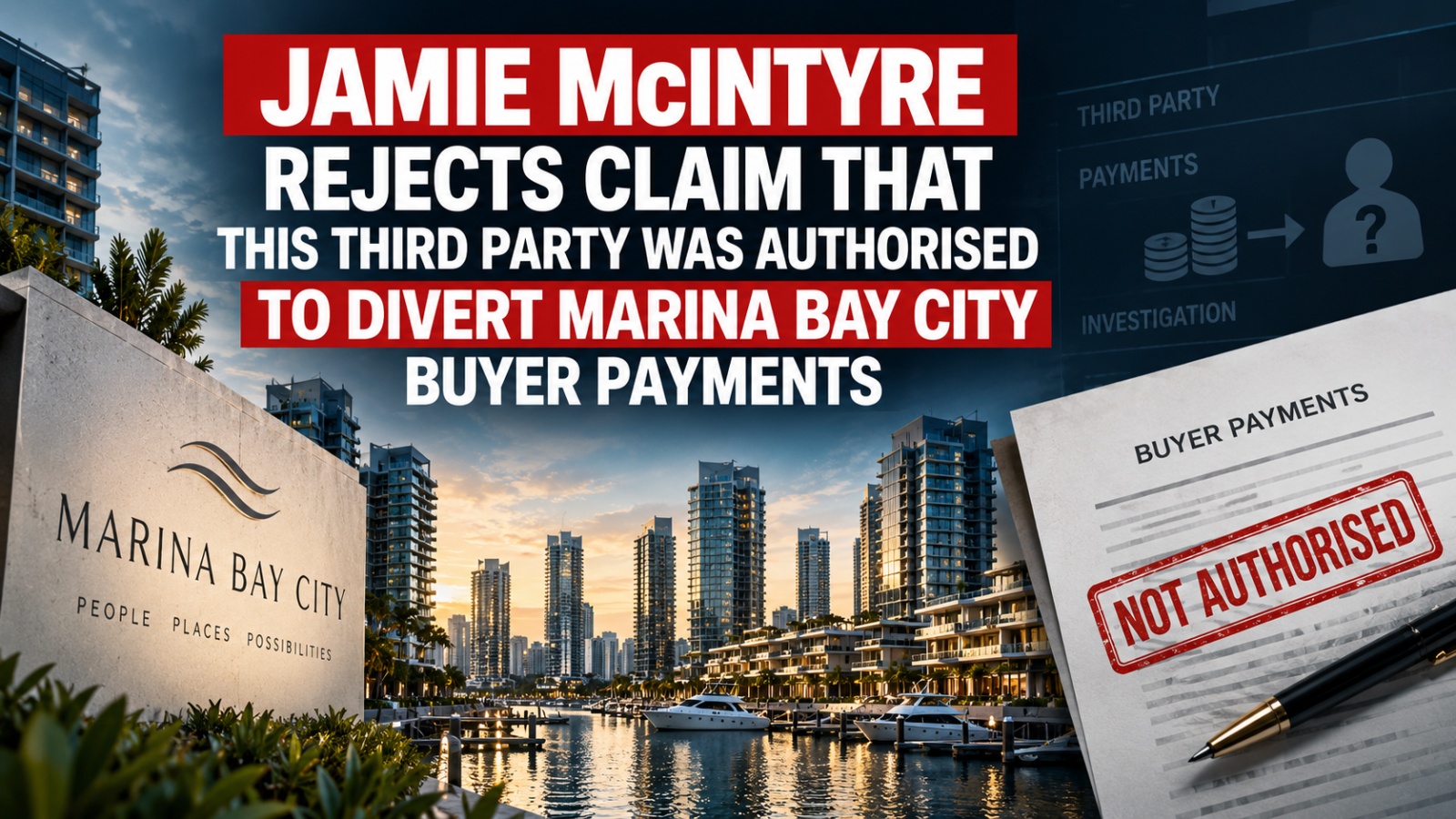 JAMIE McINTYRE REJECTS CLAIM THAT THIS THIRD PARTY WAS AUTHORISED TO DIVERT MARINA BAY CITY BUYER PAYMENTS
